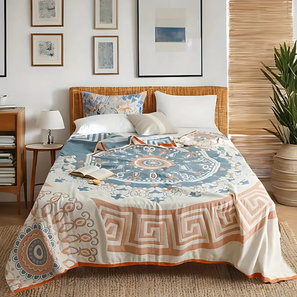 Geometric Cotton Throw Blanket for All Seasons