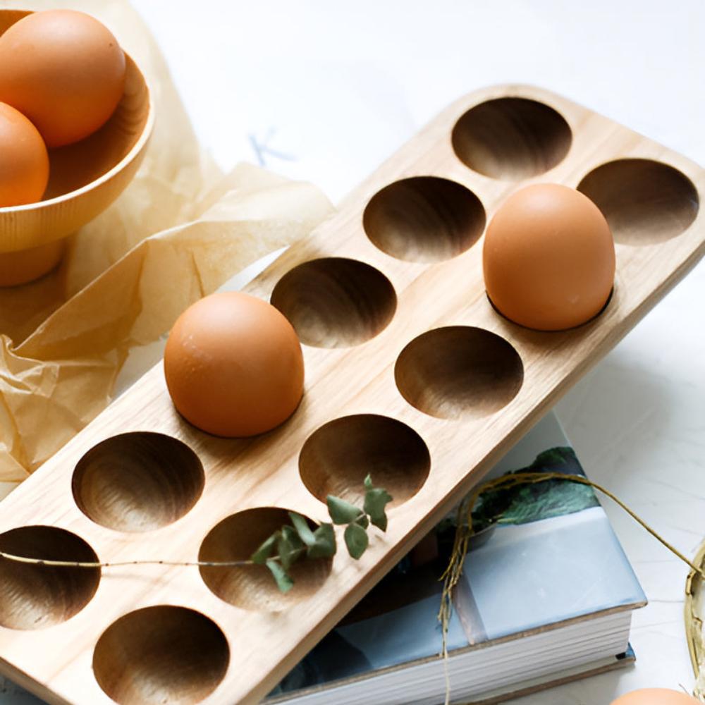 Sustainable Wooden Egg Tray for 12 Eggs