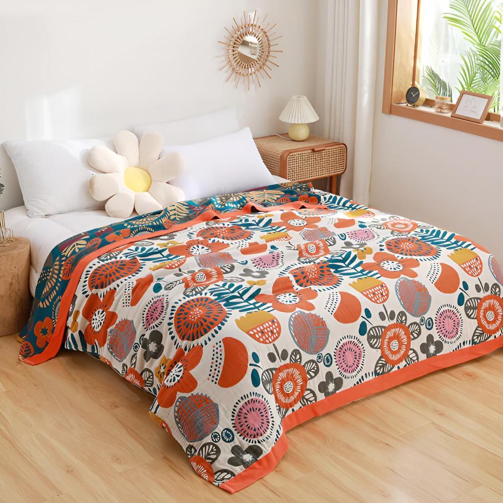 Organic Cotton Boho Flower Blanket