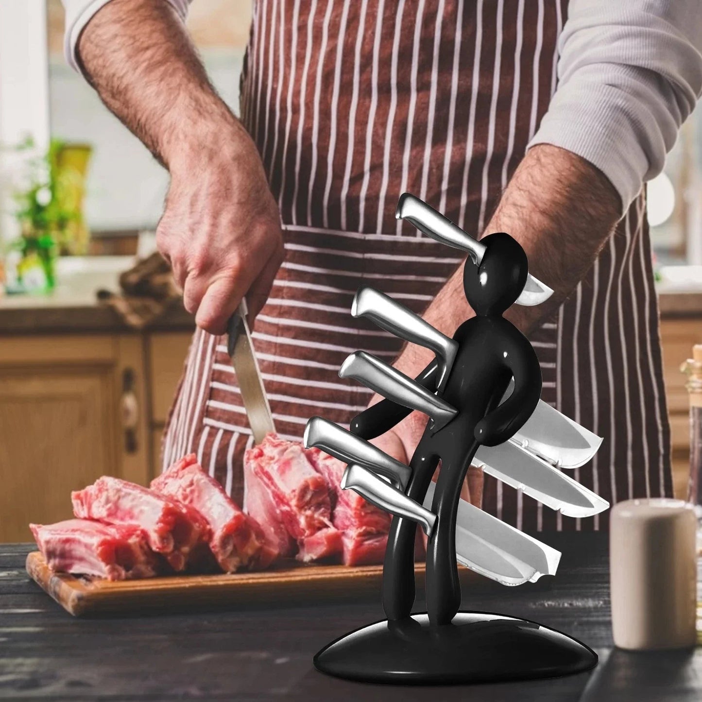 Humanoid Knife Holder with Five Slot Storage
