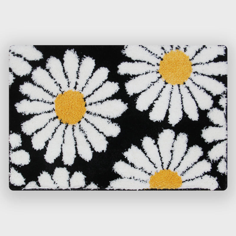 Purple Flower Bath Mat with Non-Slip Backing