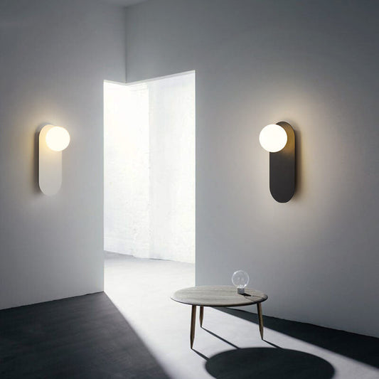 Nordic Minimalist Oval Wall Sconce with Frosted Glass Globe
