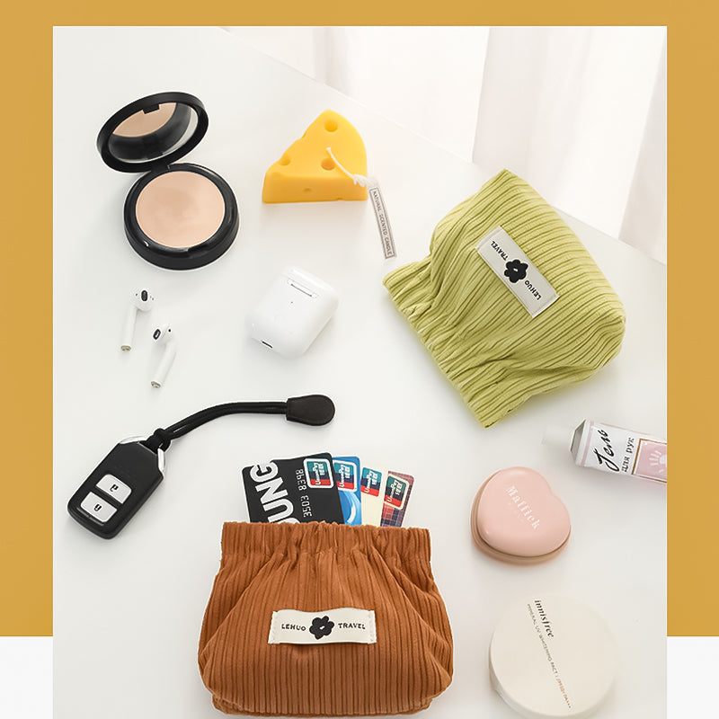 Corduroy Hair Tie and Cord Organizer with Elastic Compartments
