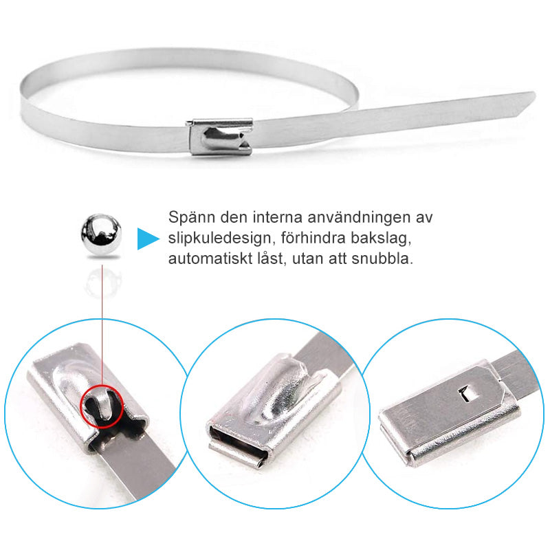 Stainless Steel Tension Straps with Reinforced Buckles - 100 pcs