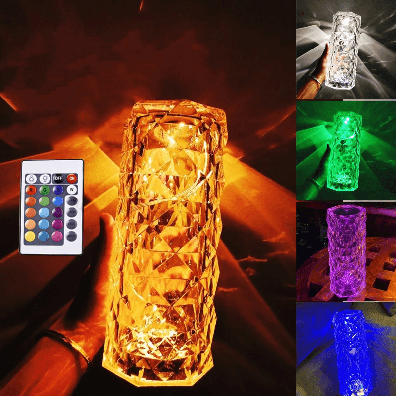 Crystal Touch Table Lamp with Rose-Shaped Silhouette