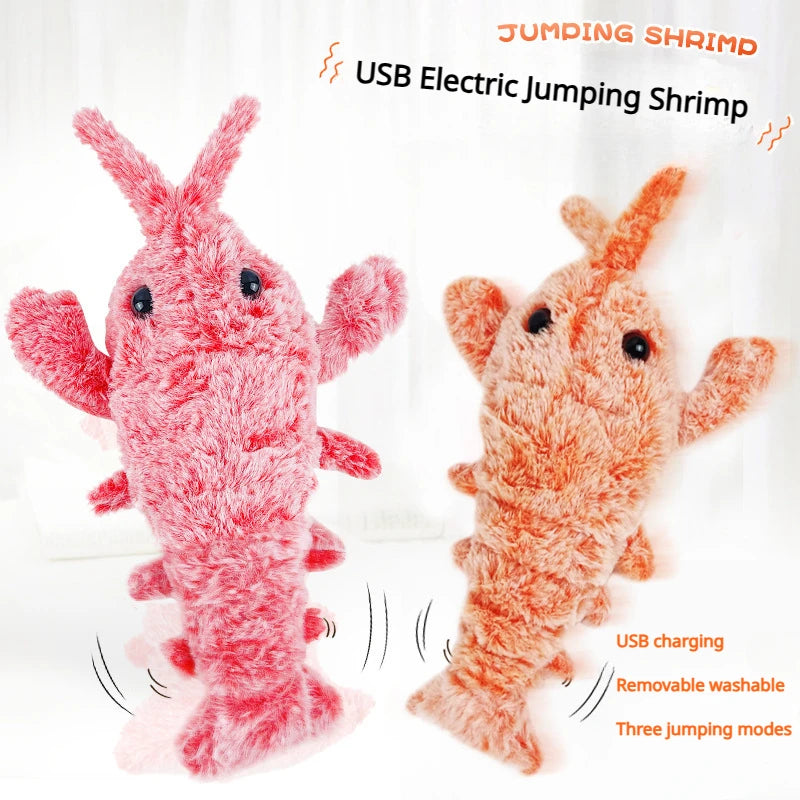 Interactive Plush Electric Jumping Shrimp Toy for Cats and Small Dogs
