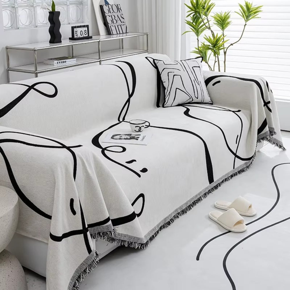 Reversible Abstract Chenille Sofa Cover