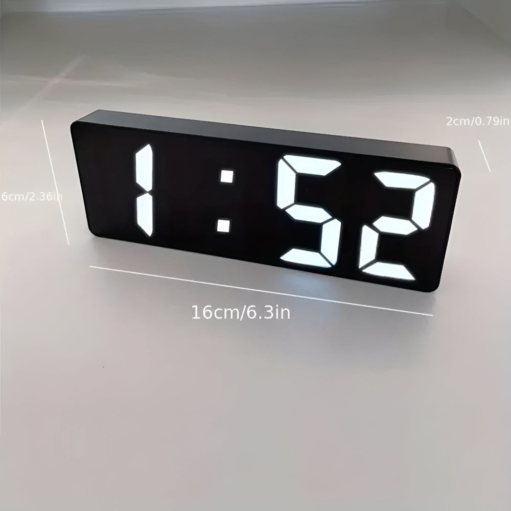 Digital LED Mirror Alarm Clock with Adjustable Snooze and Temperature Display
