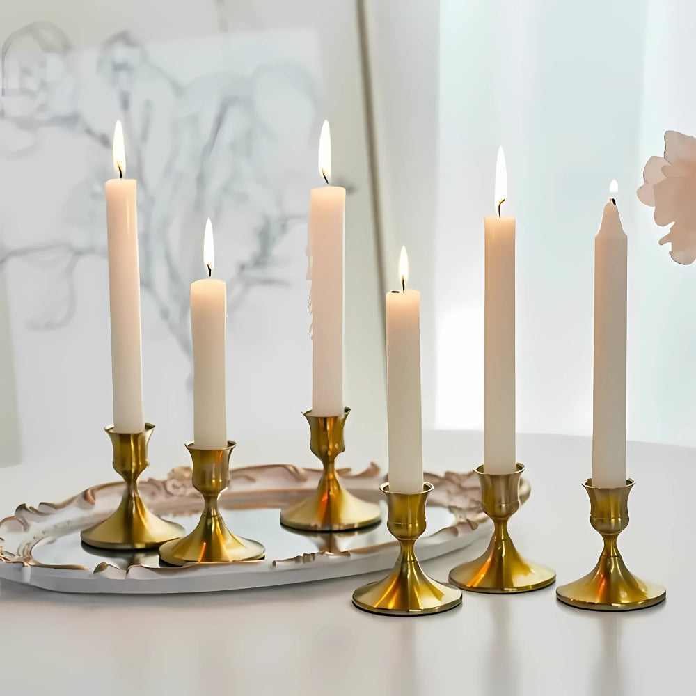 Vintage-Inspired Shimmering Candle Holders Set of 2