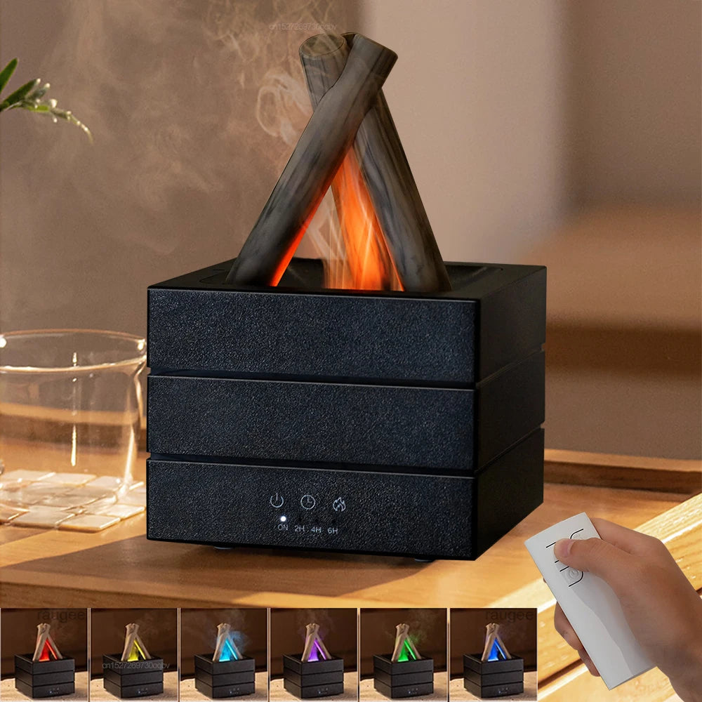 Realistic Flame Effect Aroma Diffuser and Humidifier with Remote Control