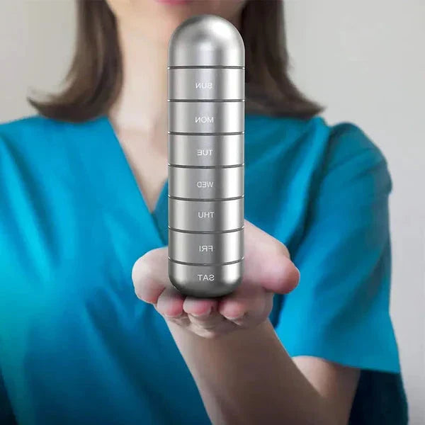 Modular Aluminum 7-Day Pill Organizer with Waterproof Seals