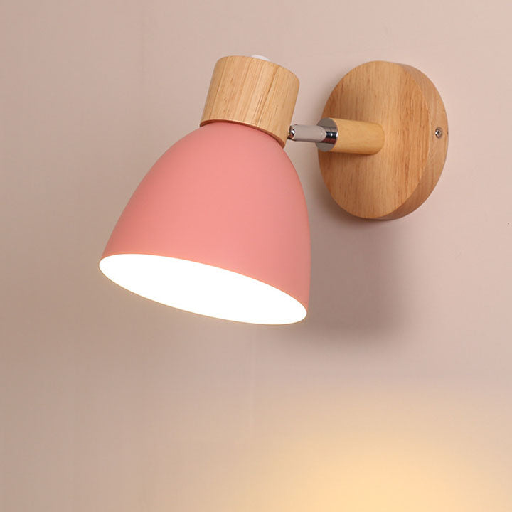 Modern Macaron Wall Light with Natural Wood Accent