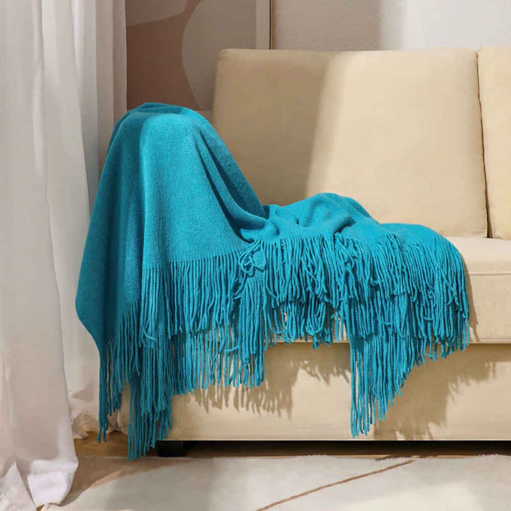 Chunky Knit Tassel Throw Blanket