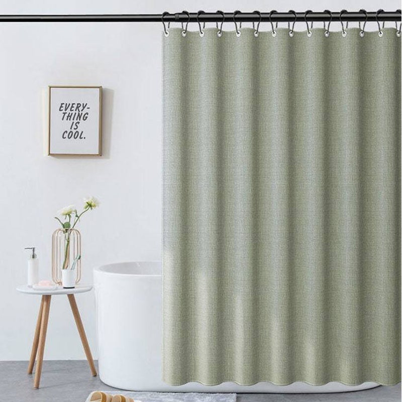 Light Green Water-Repellent Linen Shower Curtain