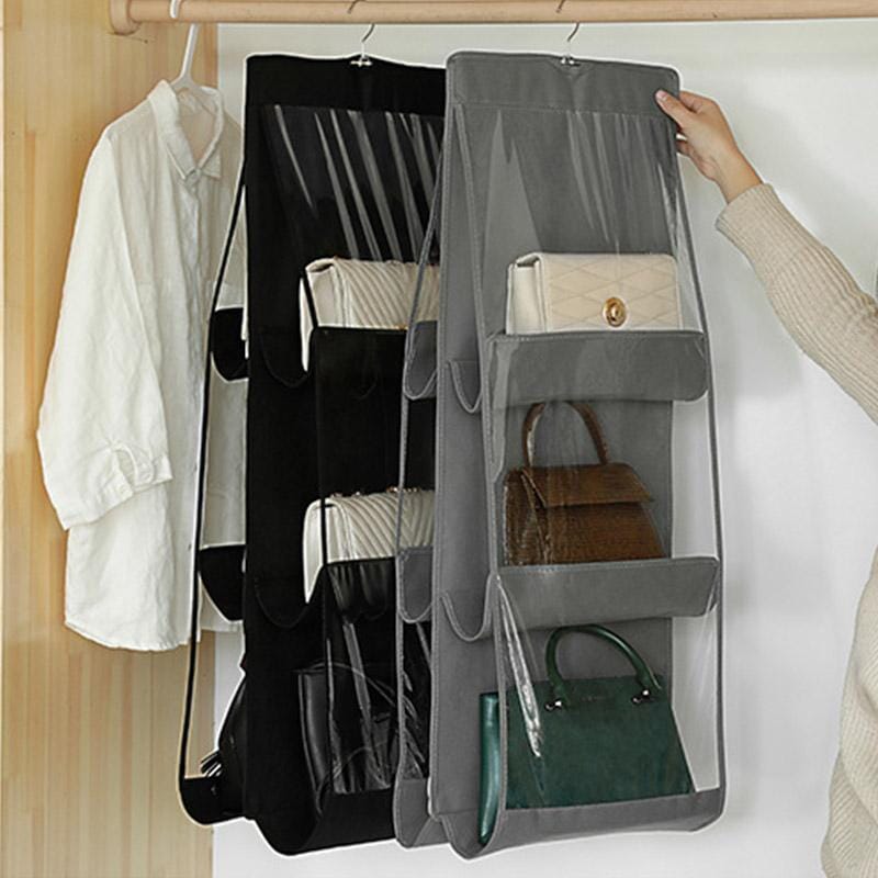 Double-Sided Foldable Wardrobe Organizer with Transparent Pockets