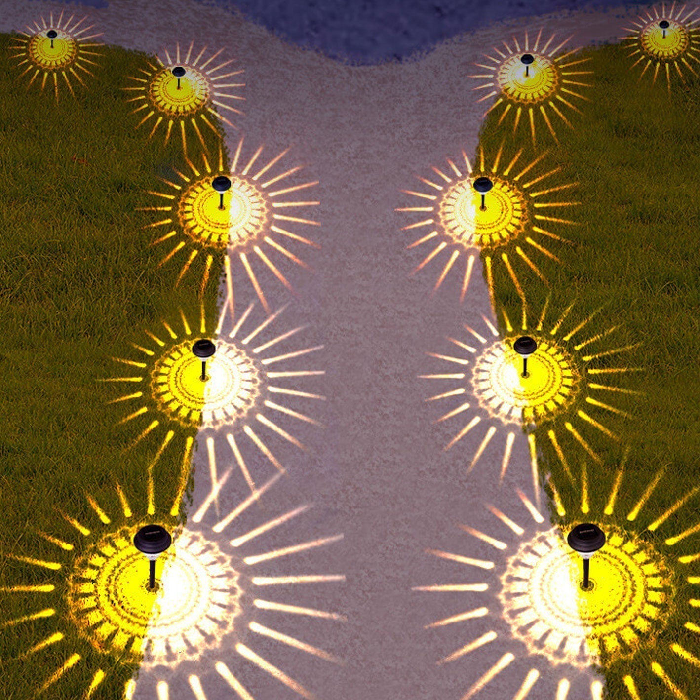 Solar Waterproof LED Outdoor Garden Light - Modern Circular Design