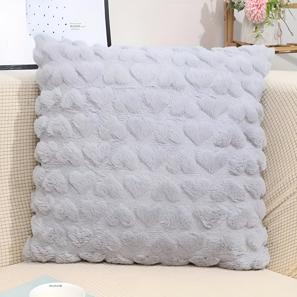 Plush Heart-Shaped Cushion Cover