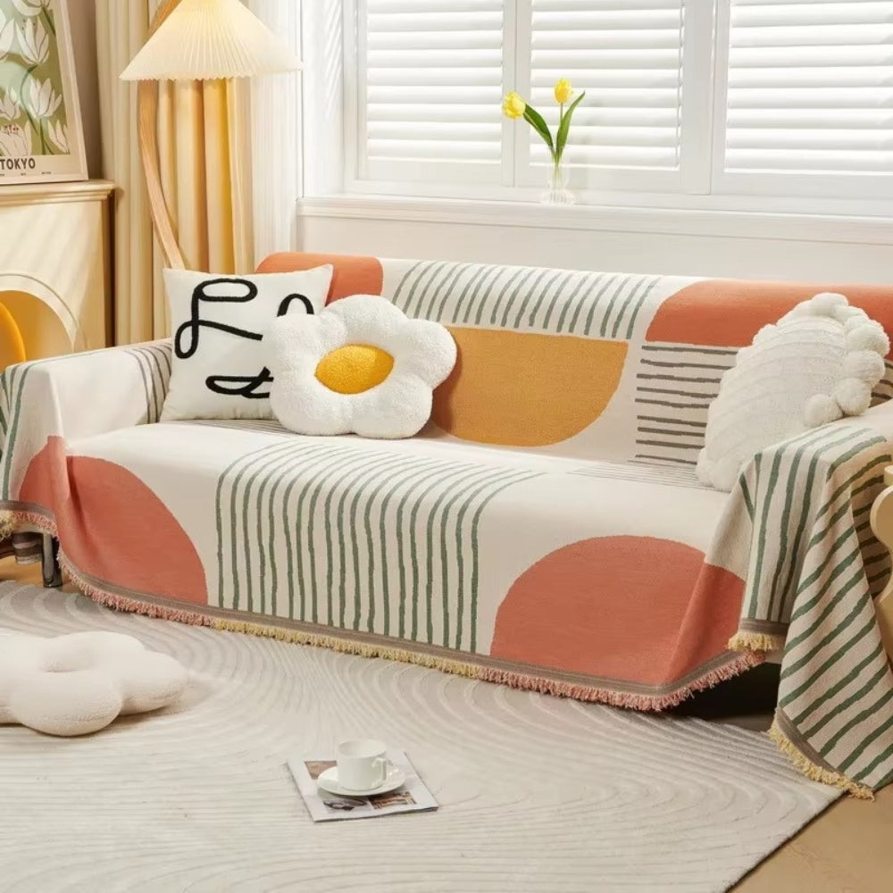 Plush Geometric Chenille Sofa Cover