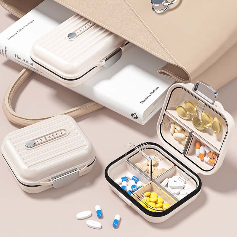 Compact Portable Pillbox with Seven Compartments and Triple-Seal Protection