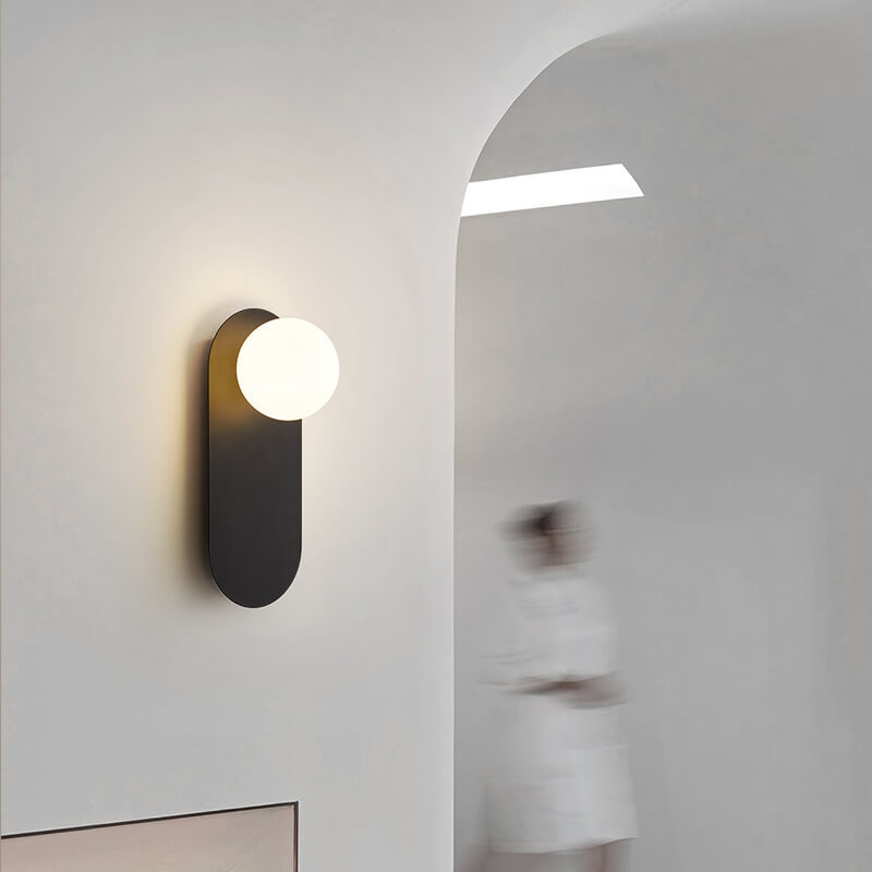Nordic Minimalist Oval Wall Sconce with Frosted Glass Globe