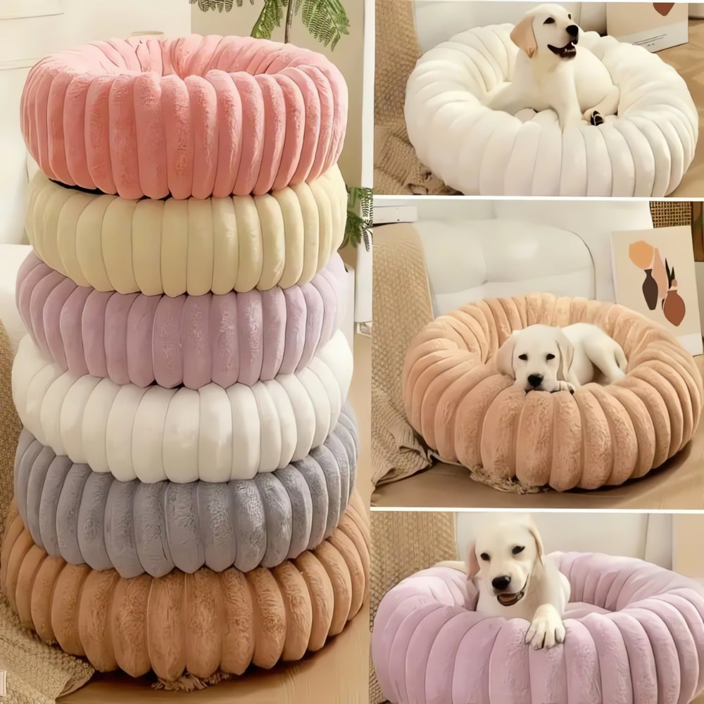 Plush Round Pet Bed for Cats and Small Dogs