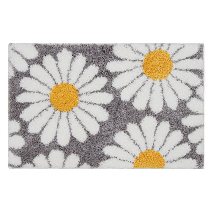 Purple Flower Bath Mat with Non-Slip Backing