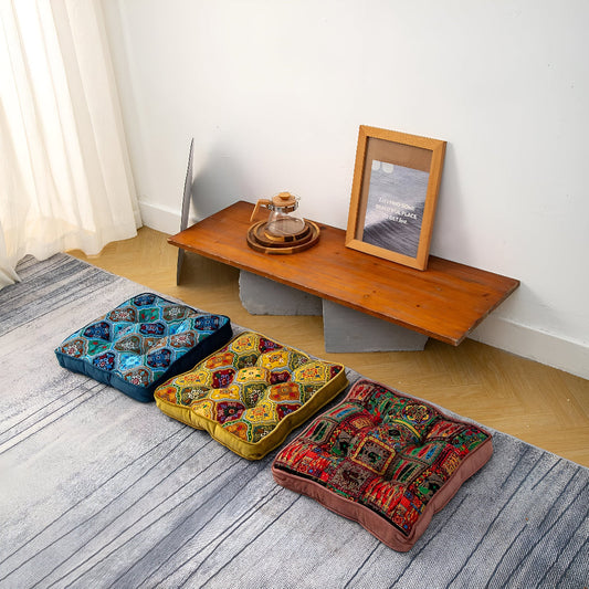 Moroccan Patchwork Tie-Strap Cushion