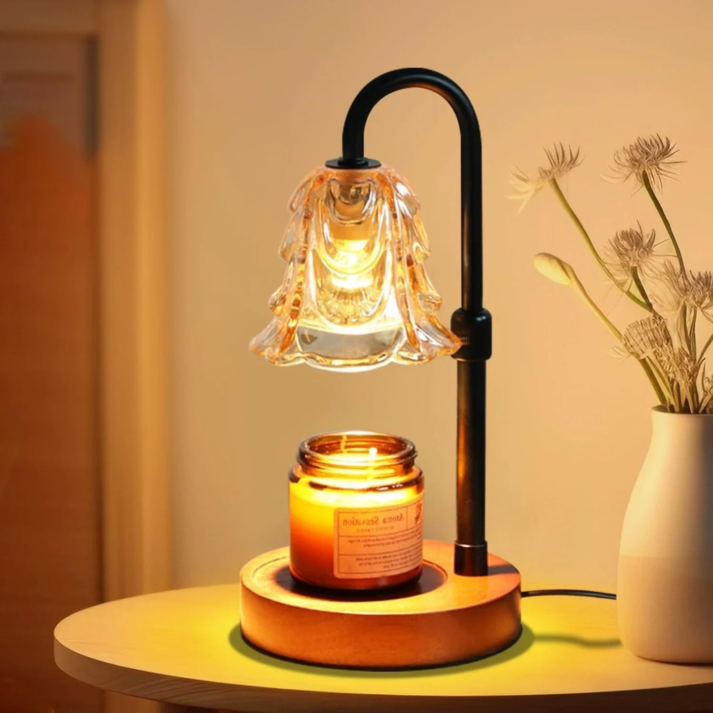 Flower Dimmable Candle Warmer Lamp with Adjustable Height and Timer