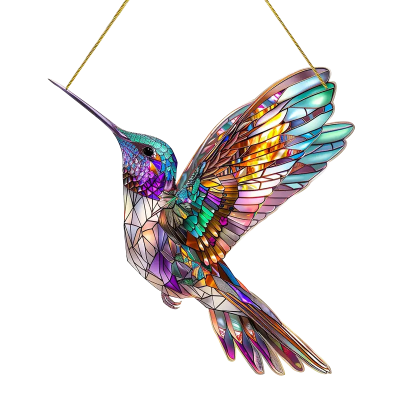 Hummingbird Acrylic Stained Glass Window Suncatcher