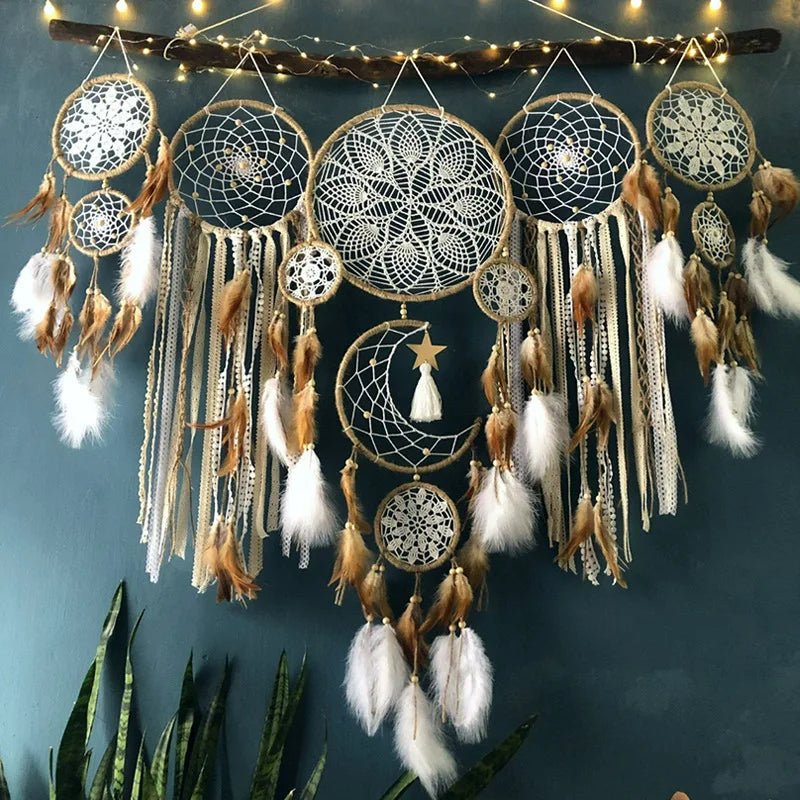Decorative Dreamcatcher Set - Cotton and Polyester, Beige, 5 Unique Designs