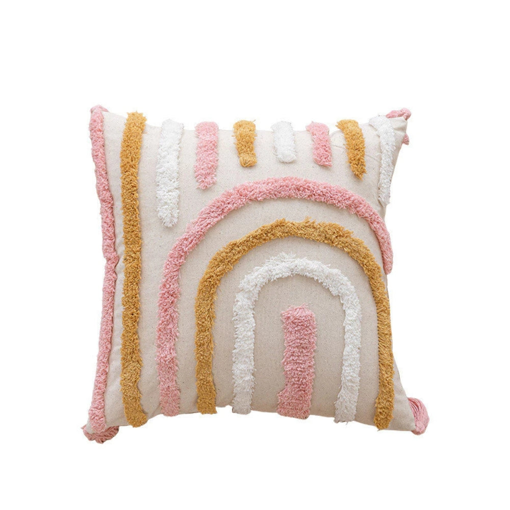 Boho Floral Chenille Cushion with Tassels