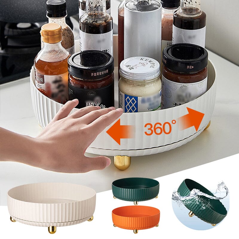 360° Rotating Spice Rack Organizer with Removable Tray