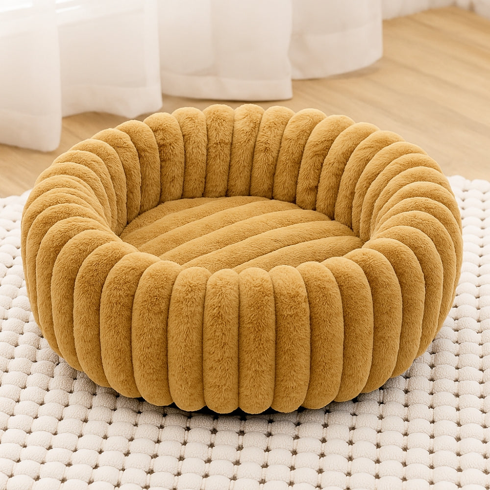 Plush Round Pet Bed for Cats and Small Dogs