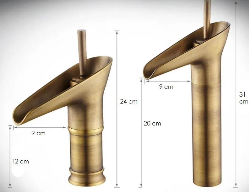 Antique Brass Waterfall Bathroom Faucet