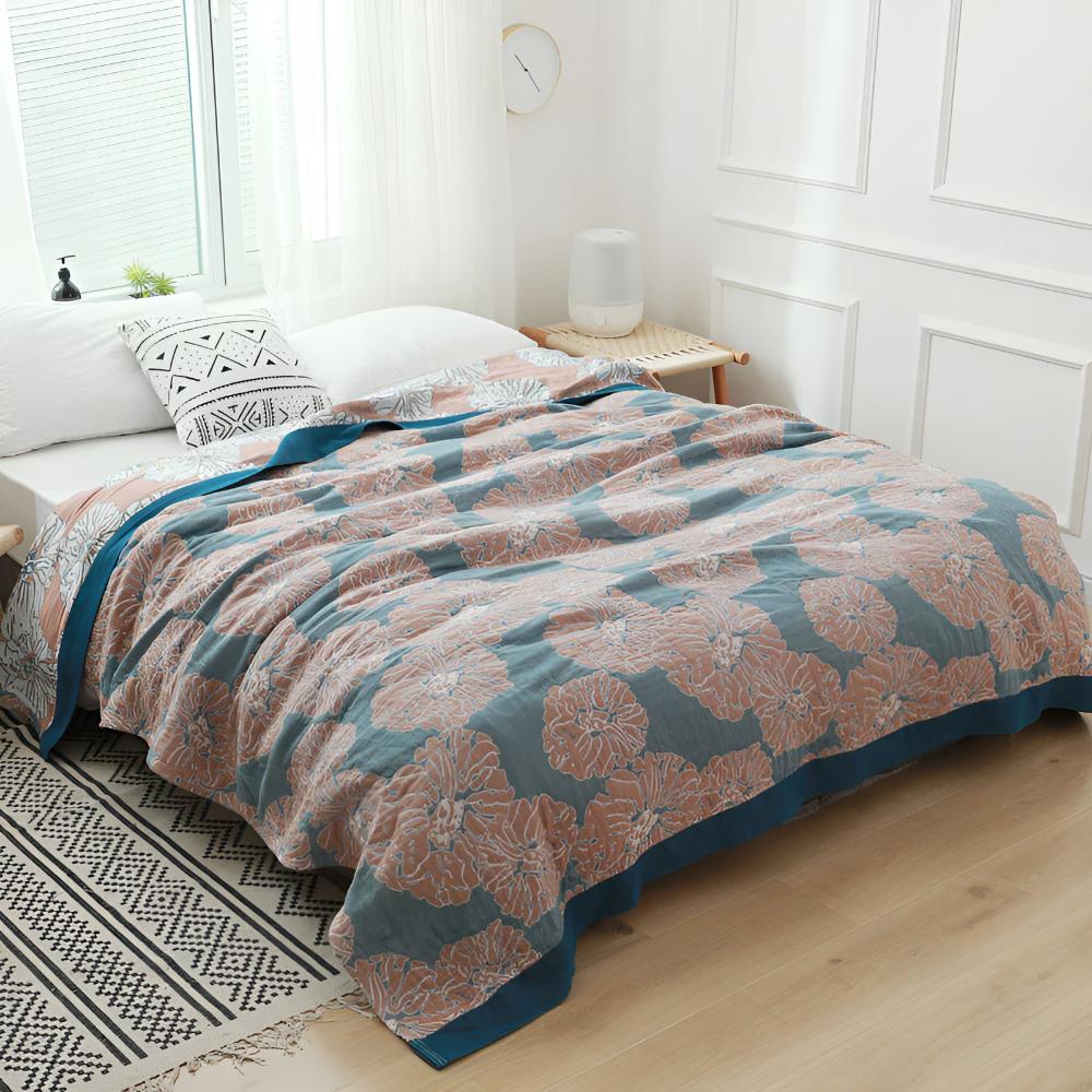 Floral Cotton Blanket for Year-Round Comfort