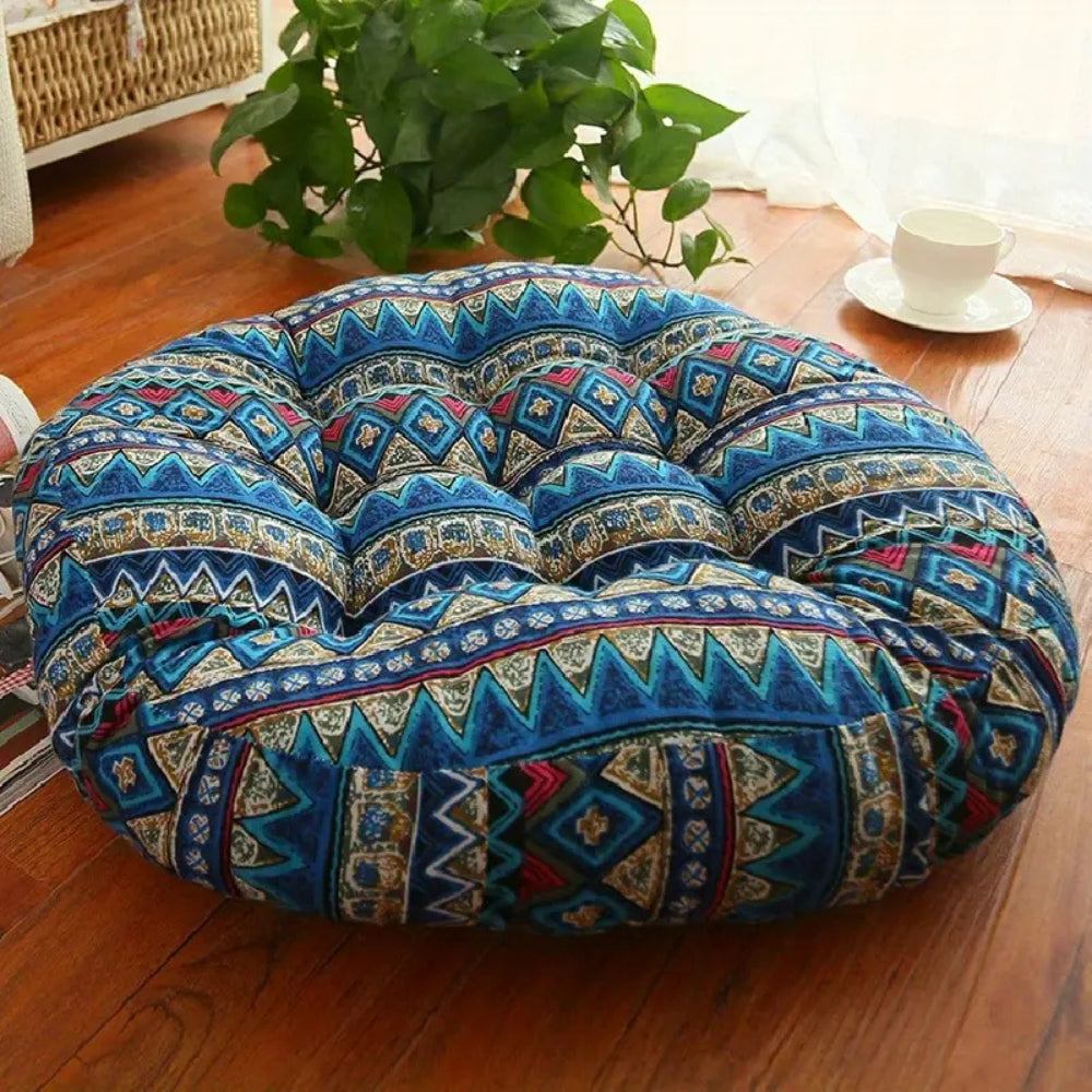 Round Floral Boho Cushion for Floor Seating