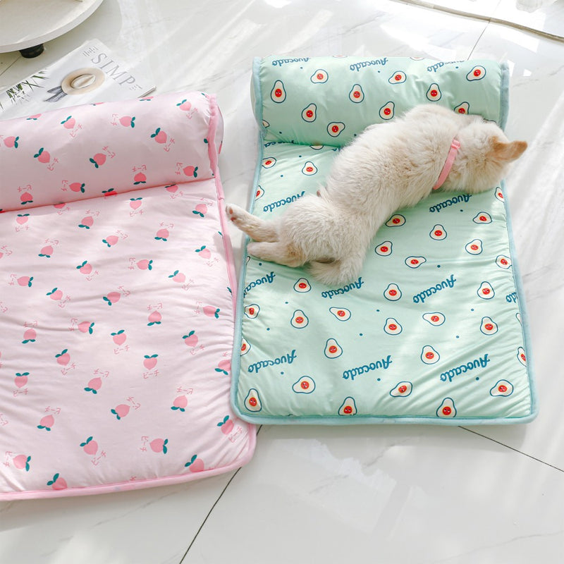 Ice Silk Cooling Mat with Pillow for Small Dogs and Cats