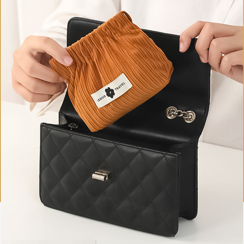 Corduroy Hair Tie and Cord Organizer with Elastic Compartments
