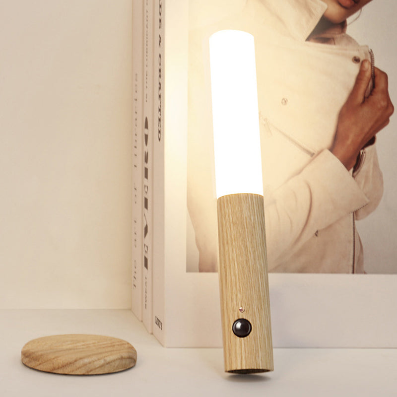 Rechargeable Motion Sensor Night Light - Modern Wood Wall Lamp