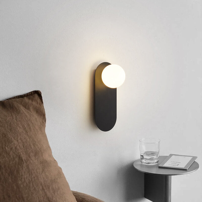 Nordic Minimalist Oval Wall Sconce with Frosted Glass Globe
