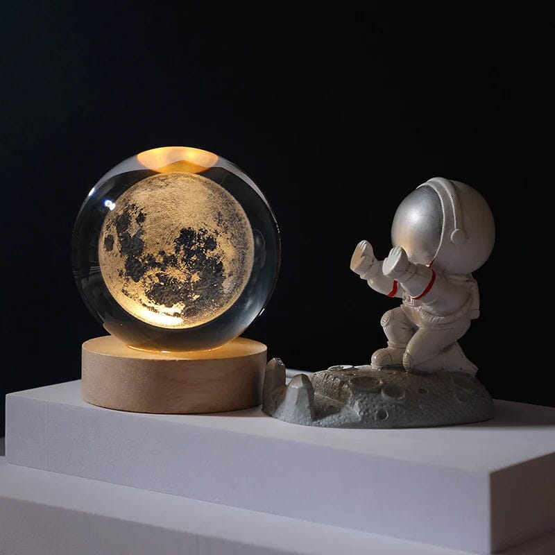 3D Crystal Ball Night Light with Wooden Base