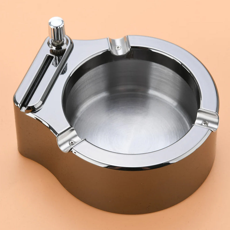 Retro Metal Ashtray with Integrated Lighter - Multifunctional Cigarette Holder