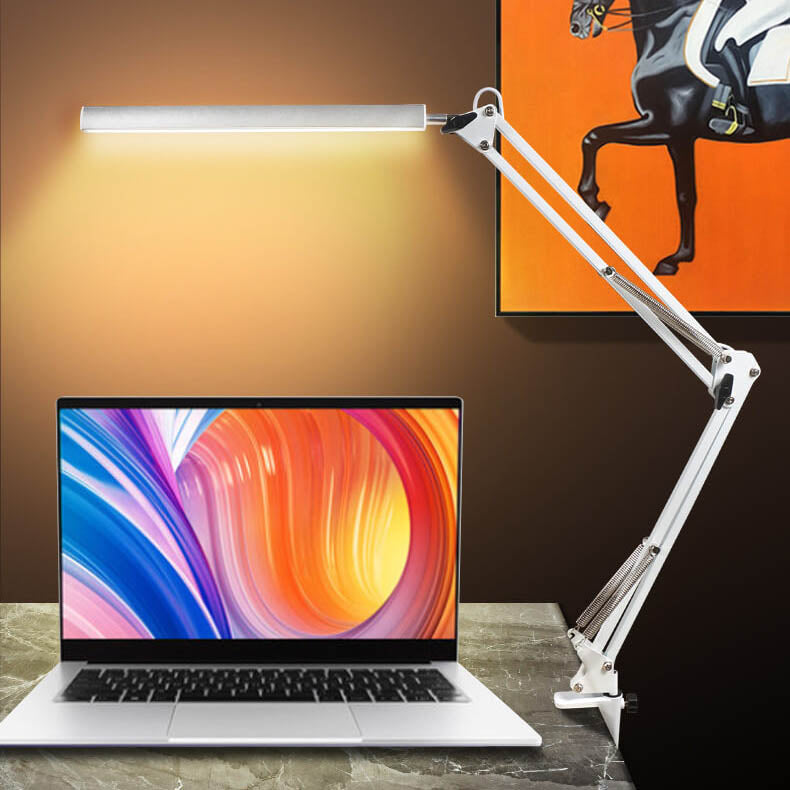 LED Adjustable Clip Desk Lamp with Long Arm and USB Charging