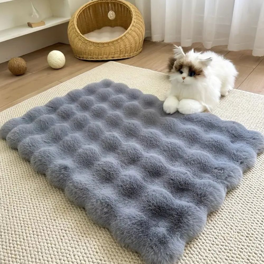 Plush Faux Fur Pet Mat for Cats and Small Dogs