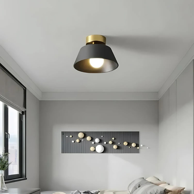 Modern LED Ceiling Lamp with Vintage Black and White Shade