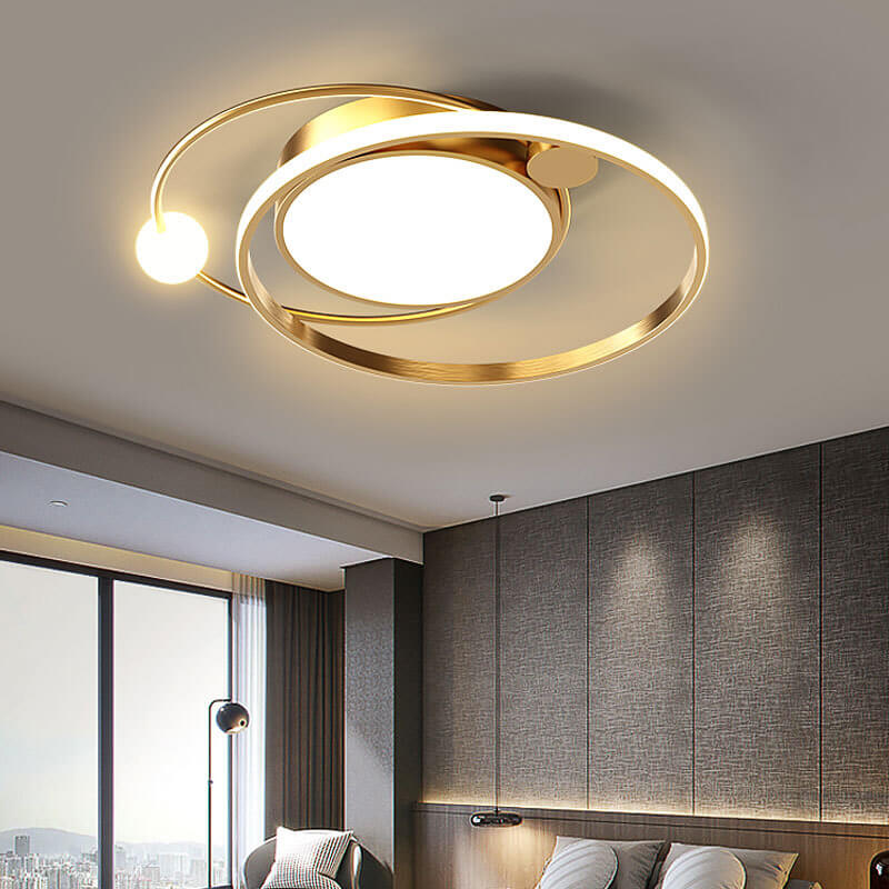 Nordic Round LED Flush Mount Ceiling Light in Black, Gold, or White