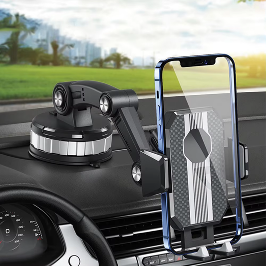 Suction Cup Car Phone Holder with 360° Rotation and One-Hand Release