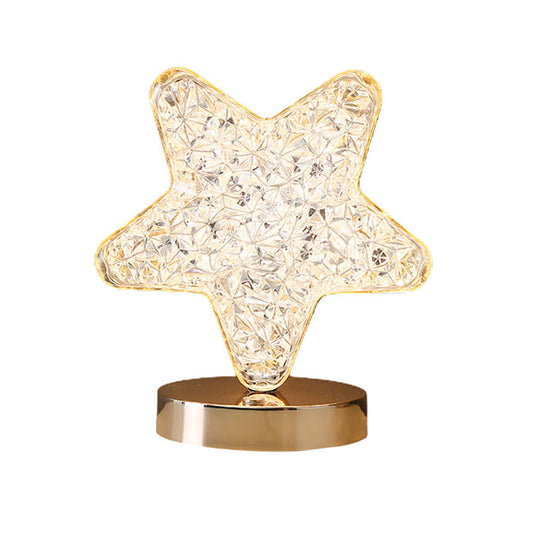 Star and Moon Metal Table Lamp with USB Charging