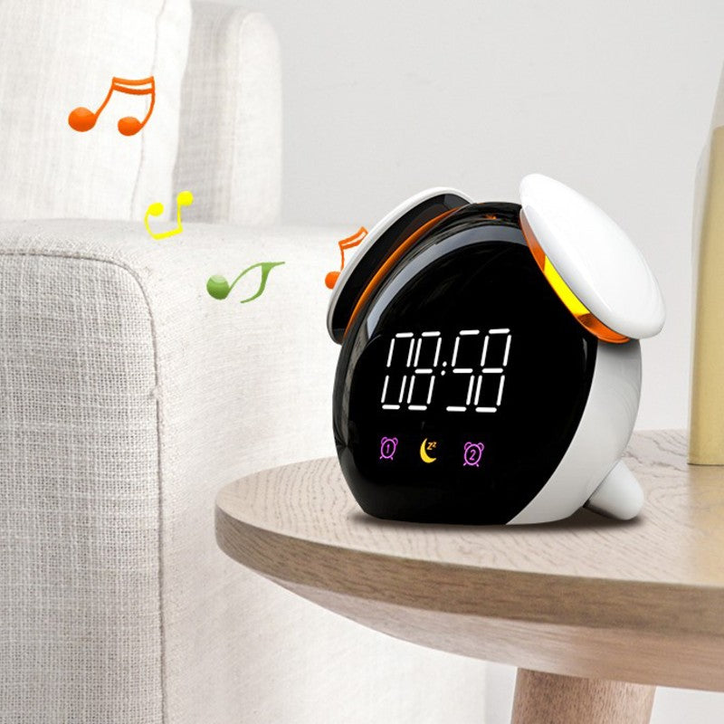 Digital Rechargeable Alarm Clock with Colorful Night Light and Multiple Ringtones