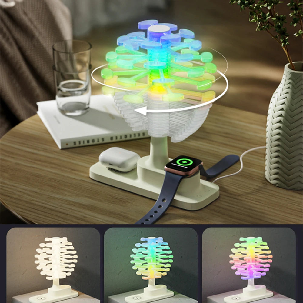 Spiral Tree Table Lamp with Wireless Charger and Adjustable Lighting